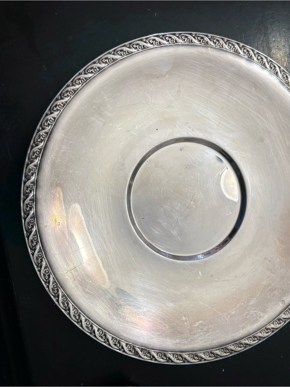 Ornate Silver-Tone Decorative Charger Plate